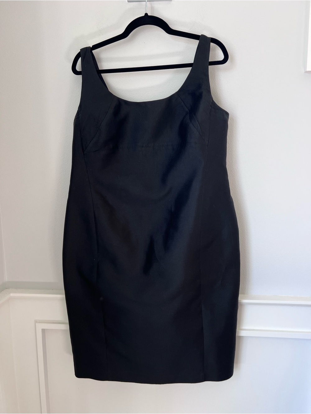 Talbots Black Scoop-Neck Midi Sheath silk Dress